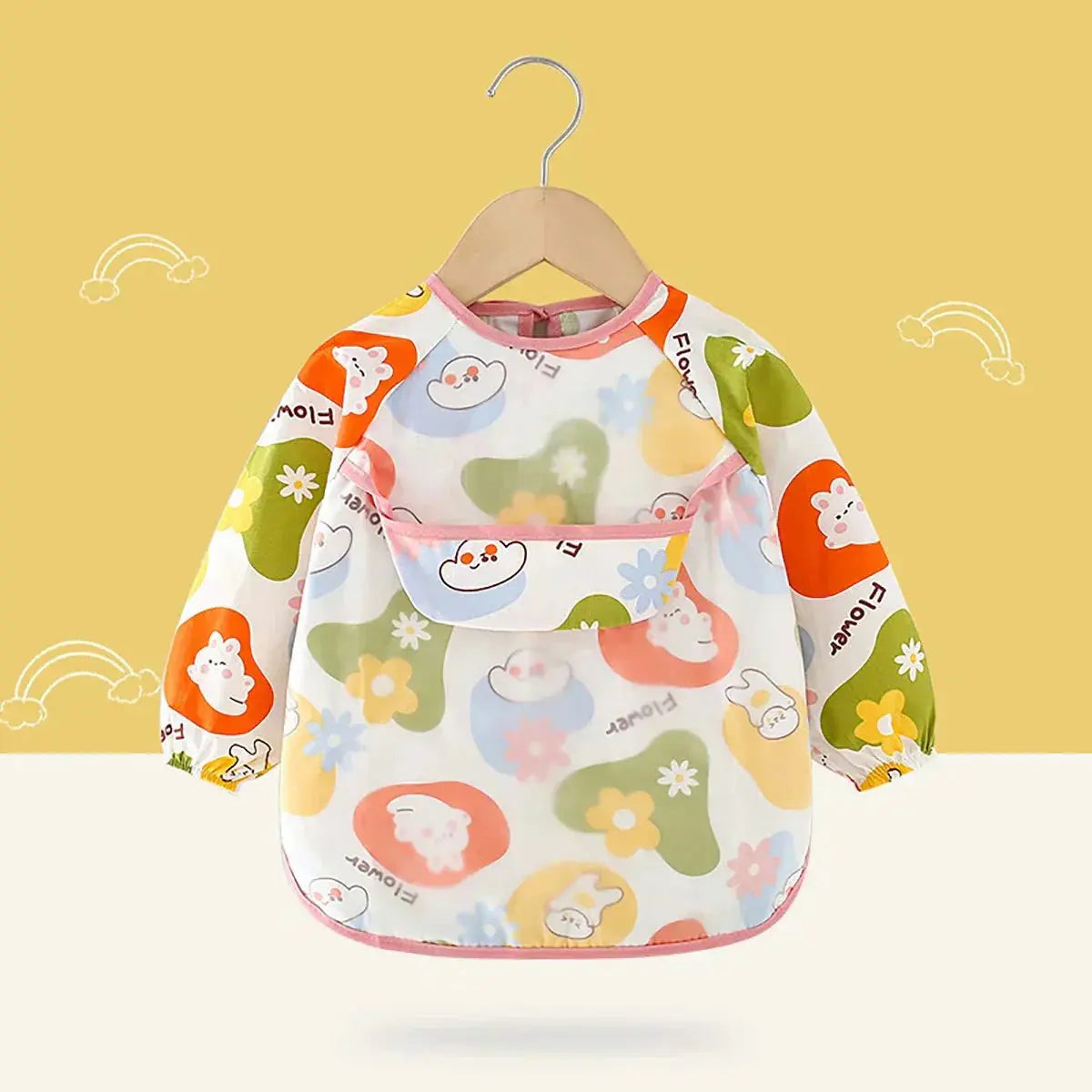Bavoir à manche longue coloré pour bébé - Monde à maman