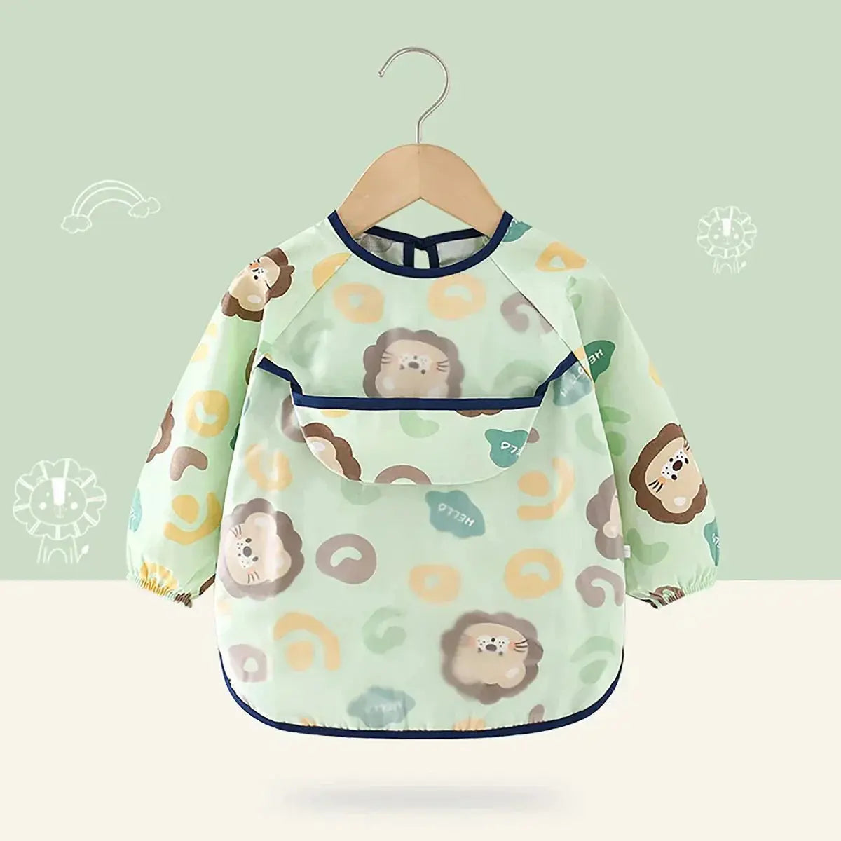 Bavoir à manche longue pour bébé lion - Monde à maman