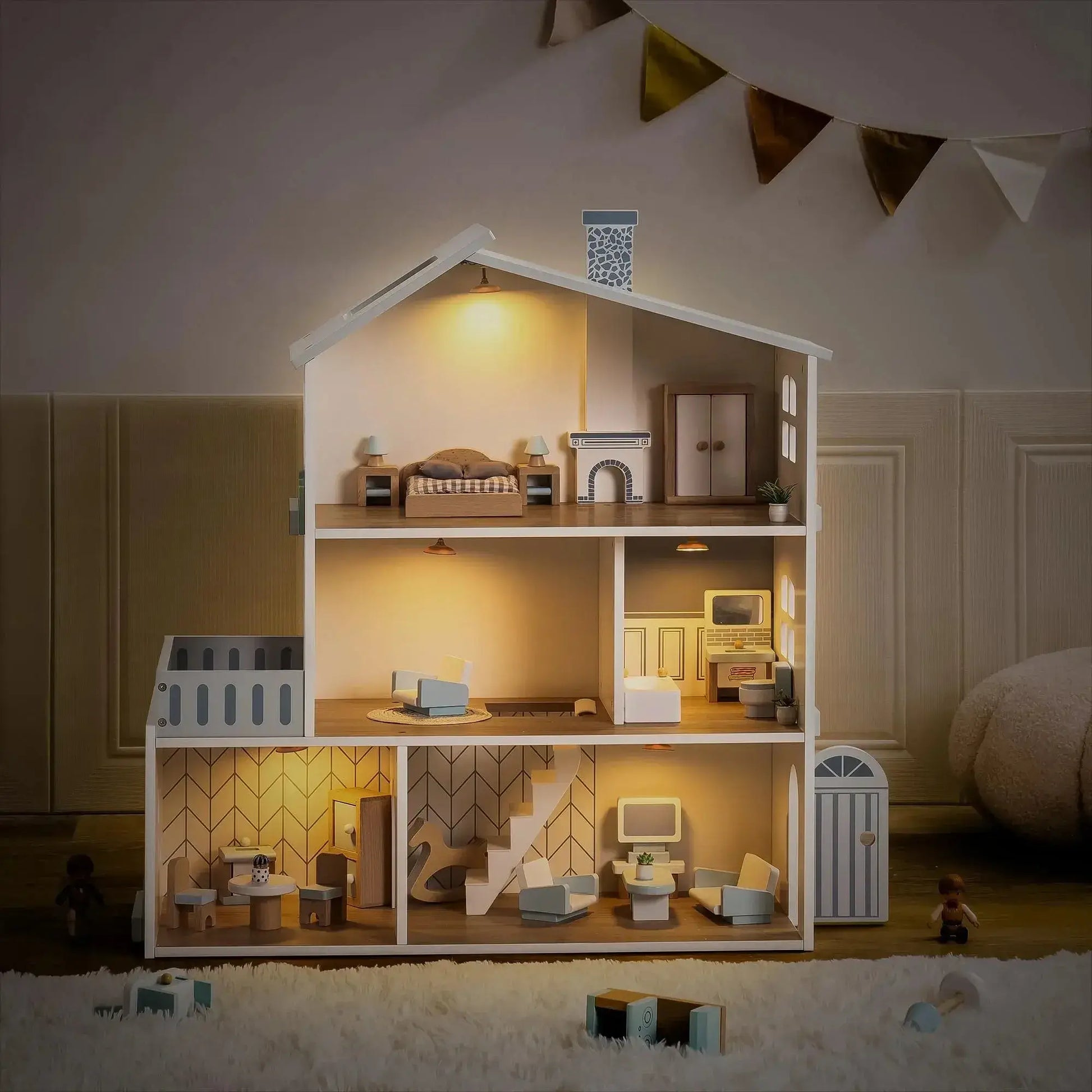 Maison de poupée avec éclairage - Monde à maman