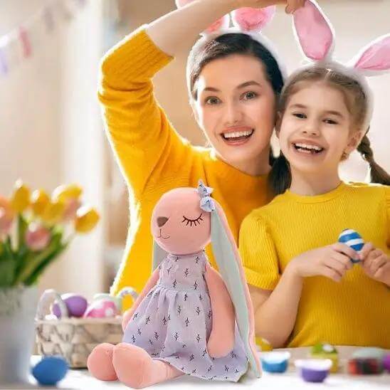 Peluche lapin bleu - Monde à maman