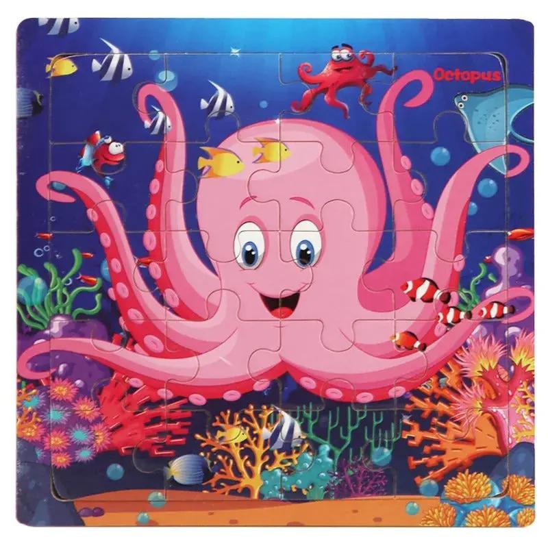 puzzle en bois Pieuvre - Monde à maman