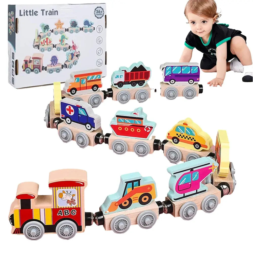 Train magnétique en bois - Monde à maman