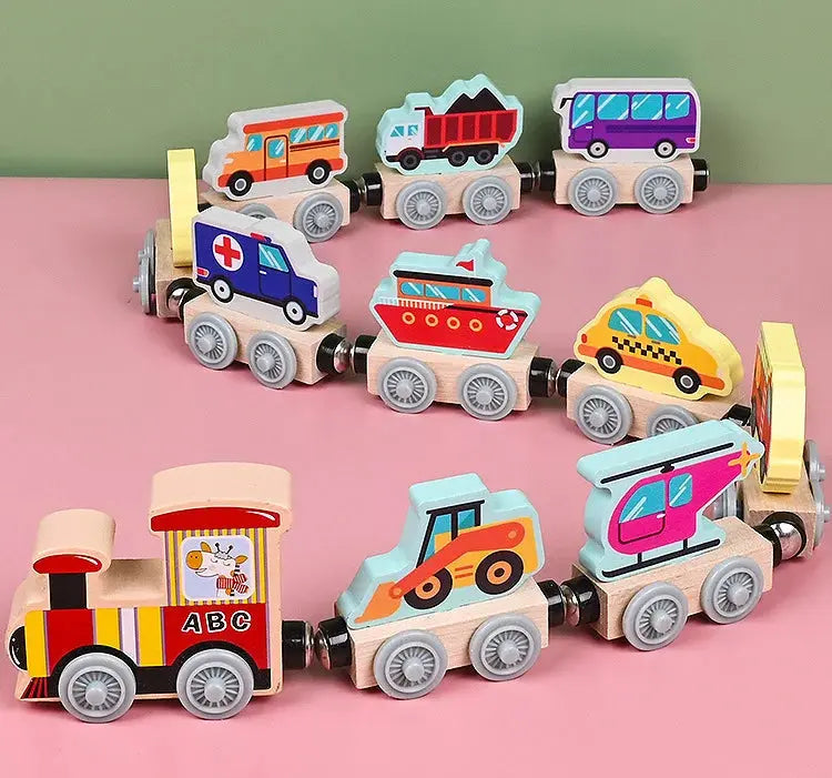 Train magnétique en bois - Monde à maman