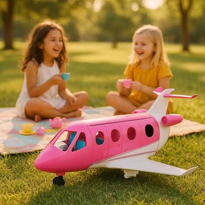 avion de poupée avec filles qui rient