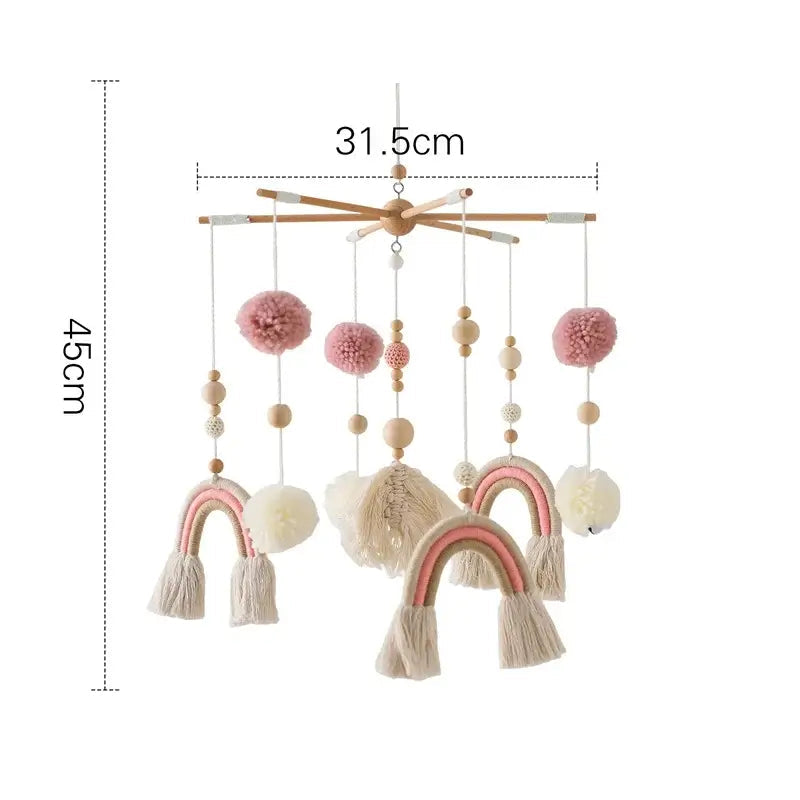 Mobile Bébé | Arc-en-Ciel en Bois Naturel Bohème - Monde à maman