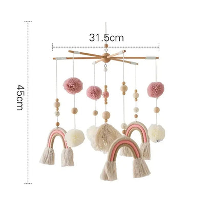 Mobile Bébé | Arc-en-Ciel en Bois Naturel Bohème - Monde à maman