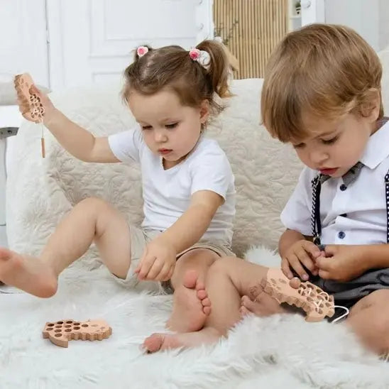 Jouet d'enfilage en bois - Monde à maman