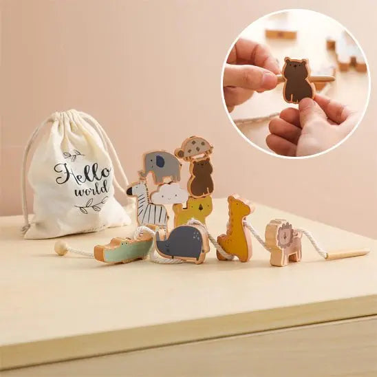 Jouet d'enfilage en bois - Monde à maman
