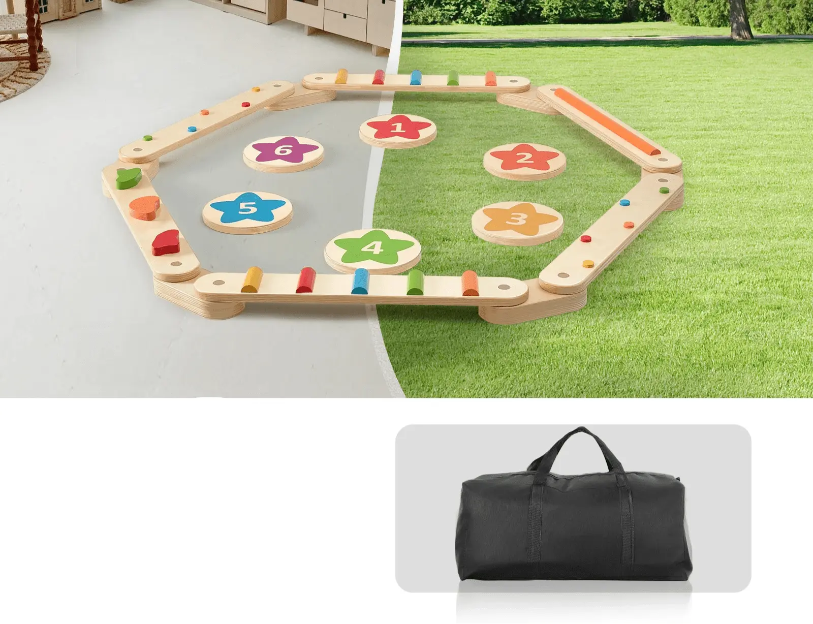 Poutres d'équilibre en bois - Monde à maman