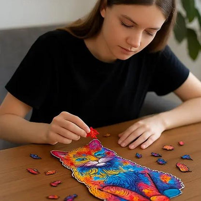 Puzzle chat en bois - Monde à maman