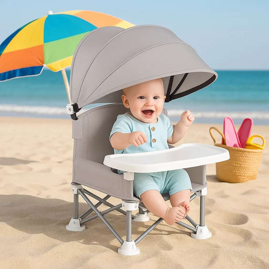 siège d'appoint avec bébé à la plage - monde à maman