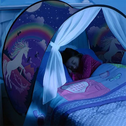Tente enfant lit féerique avec ciel étoilé LED | DreamNight Monde à maman