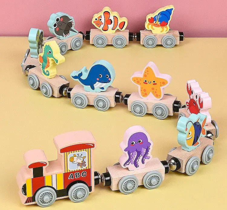 Train magnétique en bois - Monde à maman