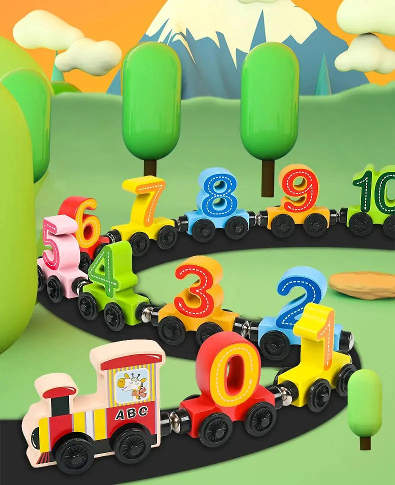 Train magnétique en bois - Monde à maman